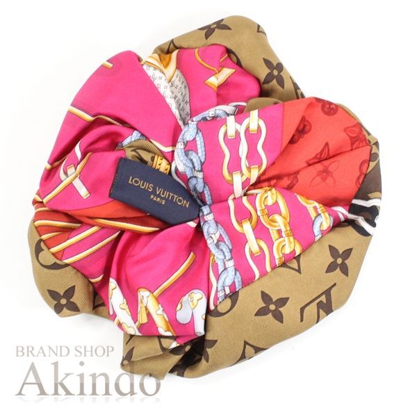 ファッション情報 ルイヴィトン シュシュ トロシュー シルク ヘアゴム 髪留め ブラウン ヘアアクセサリー レディース 小物 ヘアアレンジ プレゼント ギフト LOUIS VUITTON