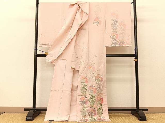 平和屋着物○染織作家 染織デザイナー 大島明 訪問着 草花文 渦巻 金彩