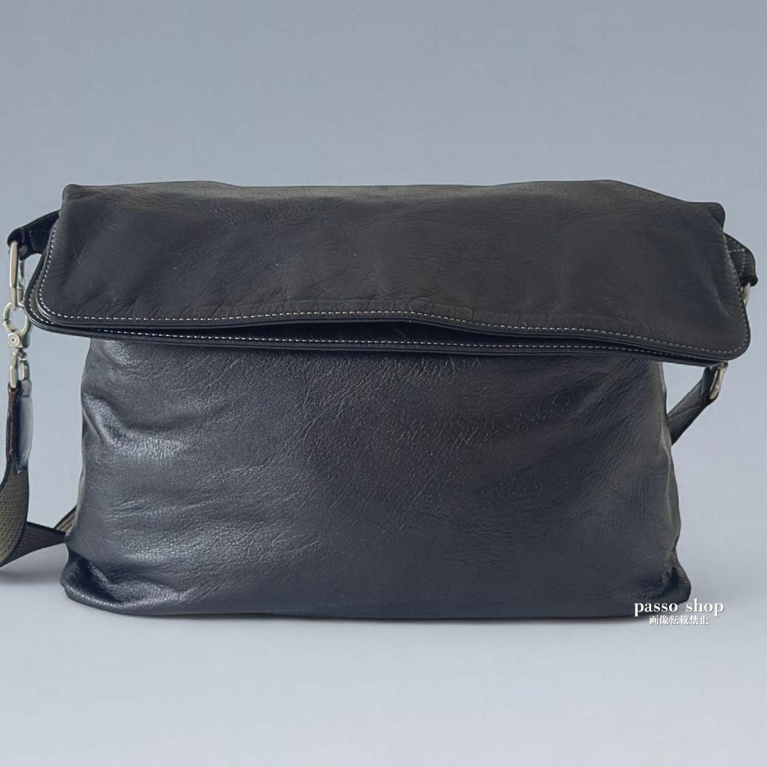 アニアリ 2way ショルダーバッグ メンズ オールレザー メッセンジャー 黒