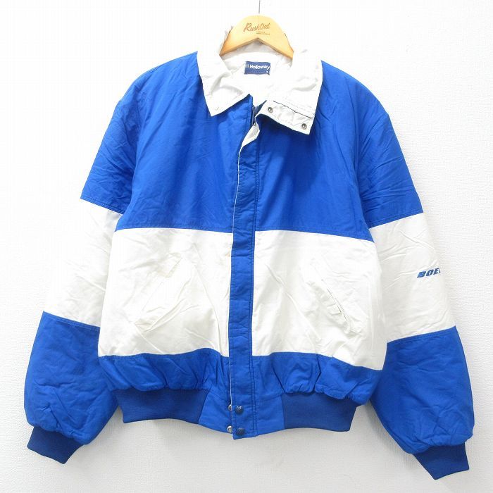 XL/古着 ホロウェイ 長袖 ナイロン ジャケット メンズ 90s ボーイング 大きいサイズ 青他 ブルー 内側キルティング 24dec11 中古 アウター 