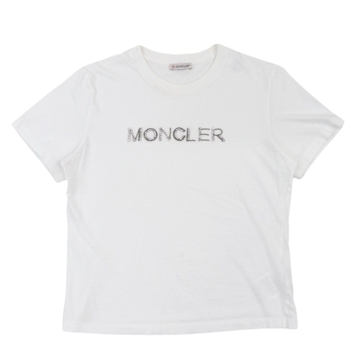 モンクレール ラインストーンロゴ 半袖Tシャツ レディース 白 XS
