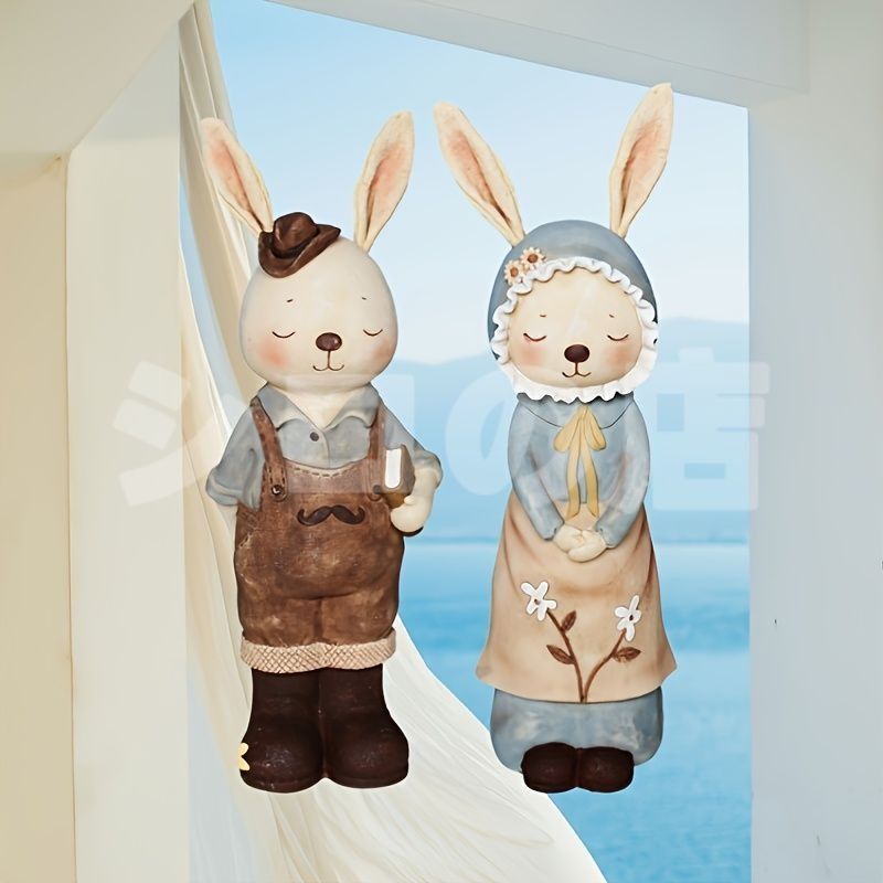 置物 オブジェ ガーデンオーナメント ウサギのカップル 2個セット うさぎ ラビット 屋外 屋内 インテリア 玄関 リビング ダイニング 装飾 庭 ガーデニング 装飾 ガーデン 樹脂 ギフト インテリア用品 贈り物 雑貨