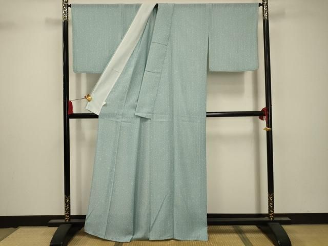 平和屋着物▽小紋 単衣 幾何学文様 黒地 洗える着物 AAAW7820fy