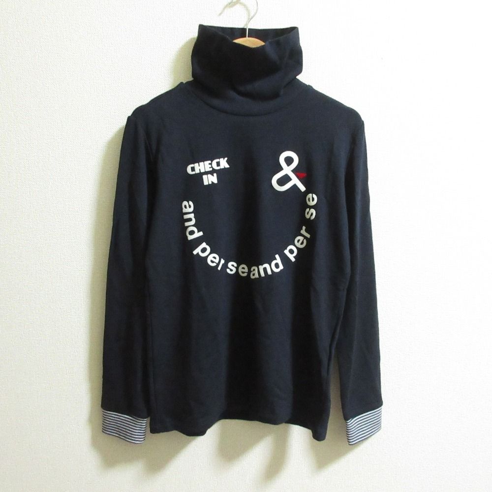 美品 and per se アンパスィ ストレッチ タートルネック 長袖 裏起毛Tシャツ ゴルフウェア サイズM ネイビー レディース 古着 中古 美品 and per se アンパスィ ストレッチ タートルネック 長袖 裏