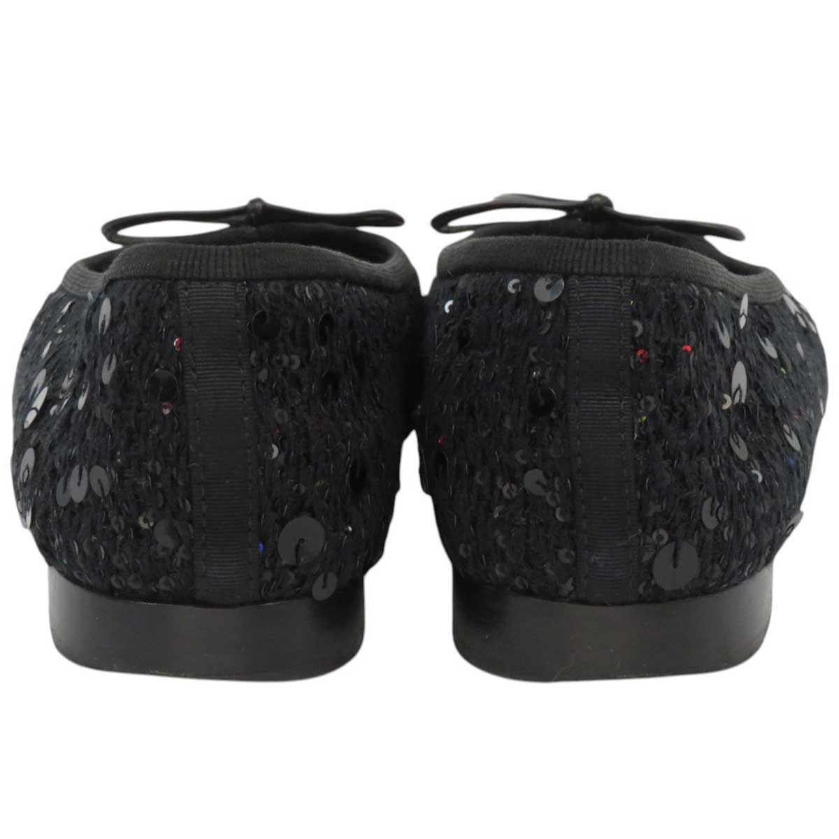 シャネル ココマーク リボン スパンコール バレエシューズ G02819 レディース ブラック CHANEL アパレル 小物 KIN-KAAI_COM