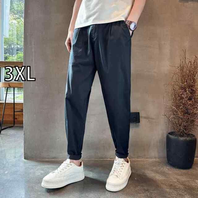 [3XL]秋冬 コーデ メンズ  服 シンプル ファッション オシャレ 大人 かっこいい 大きいサイズ ストリート 紳士服  薄手 速乾 カジュアル パンツ 着痩せ 九分丈 レッグ タイ