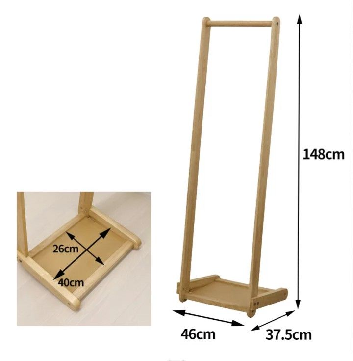 ハンガーラック 天然木 L型 幅46cm木製 ラック カバン バッグ置き インテリア 高品質 小物置き MARWIL-DEMENAGEMENTS_CH