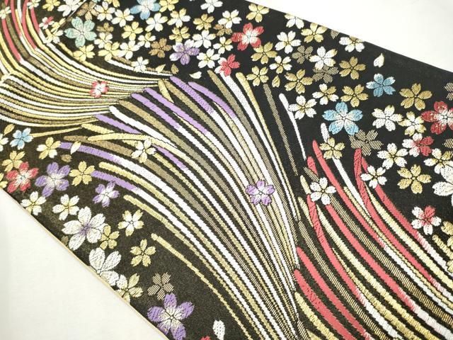 平和屋着物▽六通柄袋帯 舞桜文 金糸 正絹 逸品 CAAU9439hy