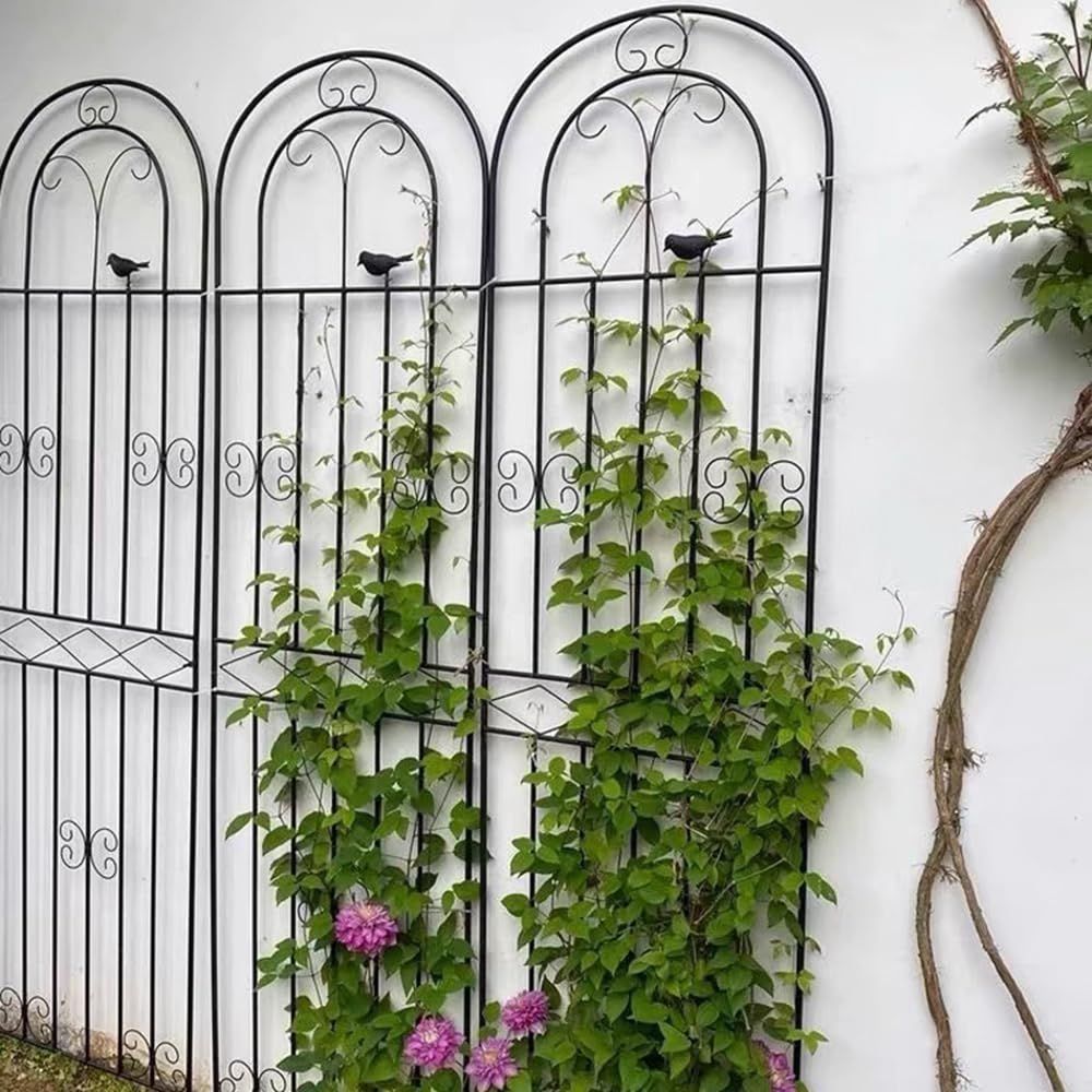 ybaymy ガーデンフェンス アイアン ローズフェンス ガーデニング用支柱 園芸支柱 防錆 180x50cm 2枚セット 簡単組立式