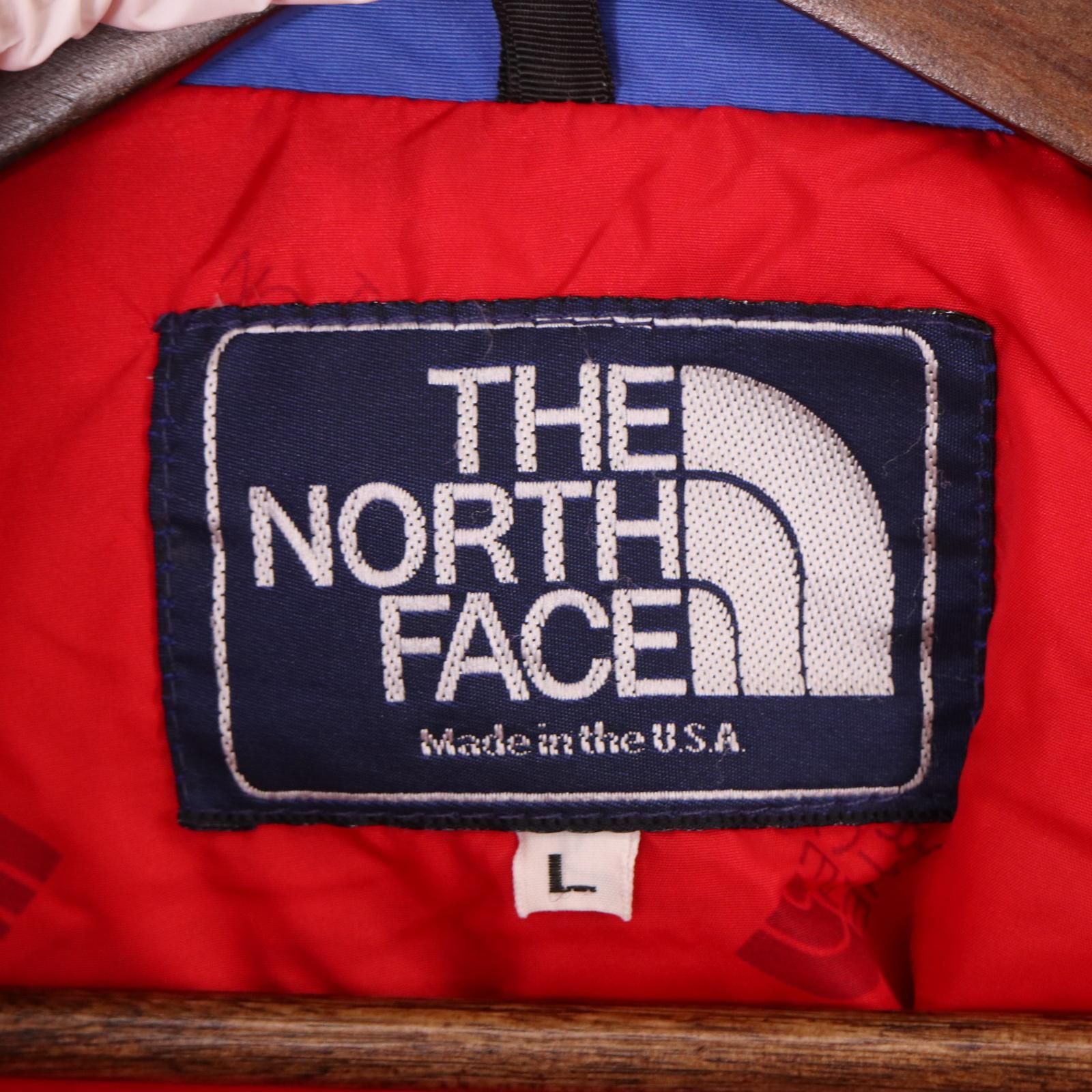 80年代 USA製 THE NORTH FACE ノースフェイス 青タグ ダウンジャケット マルチカラー (メンズ L) 中古 古着 A0374