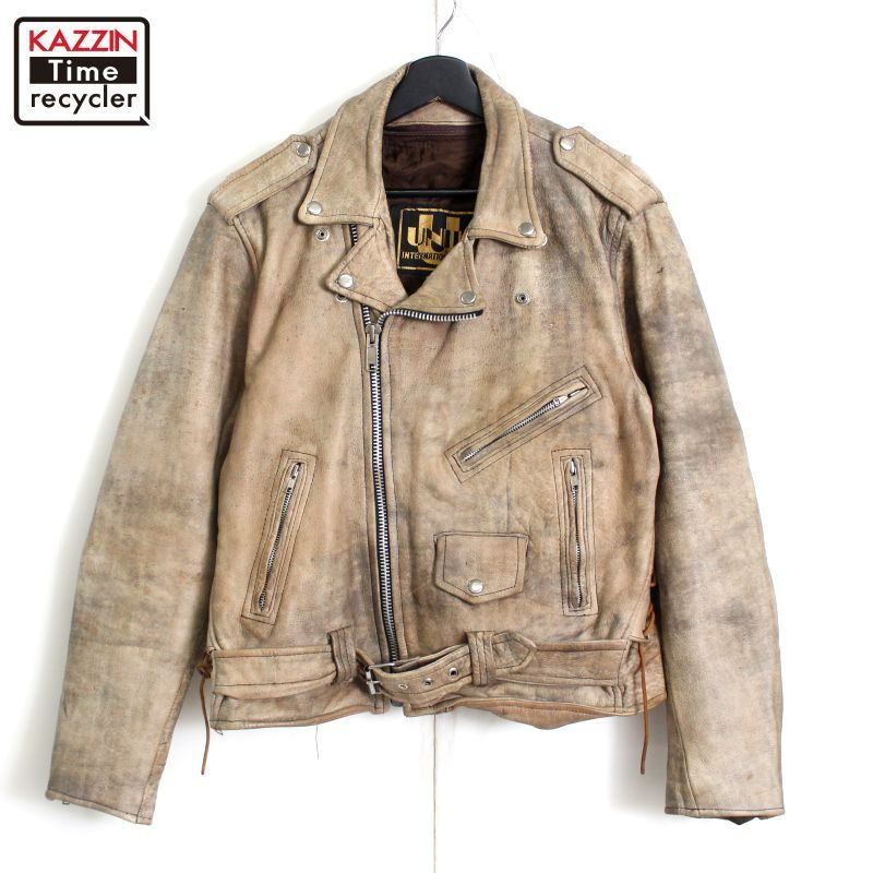 80s vintage UNITK ダブルライダースジャケット メンズ 表記42サイズ