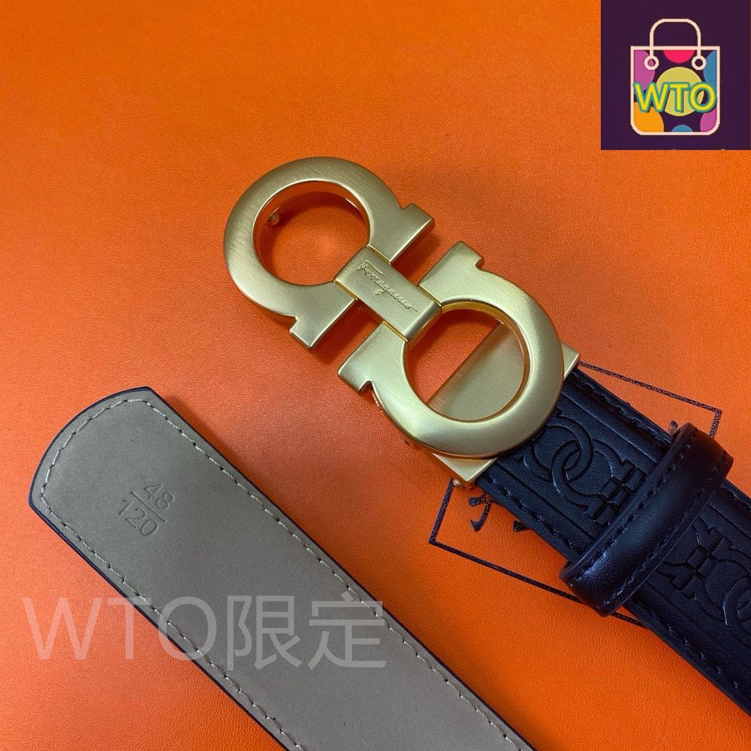【フェラガモ】レディース レザー ベルト ロゴ ゴールド色金具 黒 FERRAGAMO サルヴァトーレ フェラガモ ベルト レディース ヴァラ
