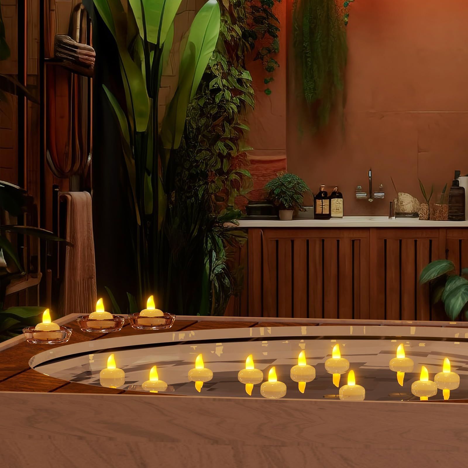 LEDキャンドル 水センサーライト キャンドルライト 夏プール 冬温泉 お風呂 水ライト 水に浮かぶ時に自動点灯 プールパーティー  CR2032コイン電池付 白