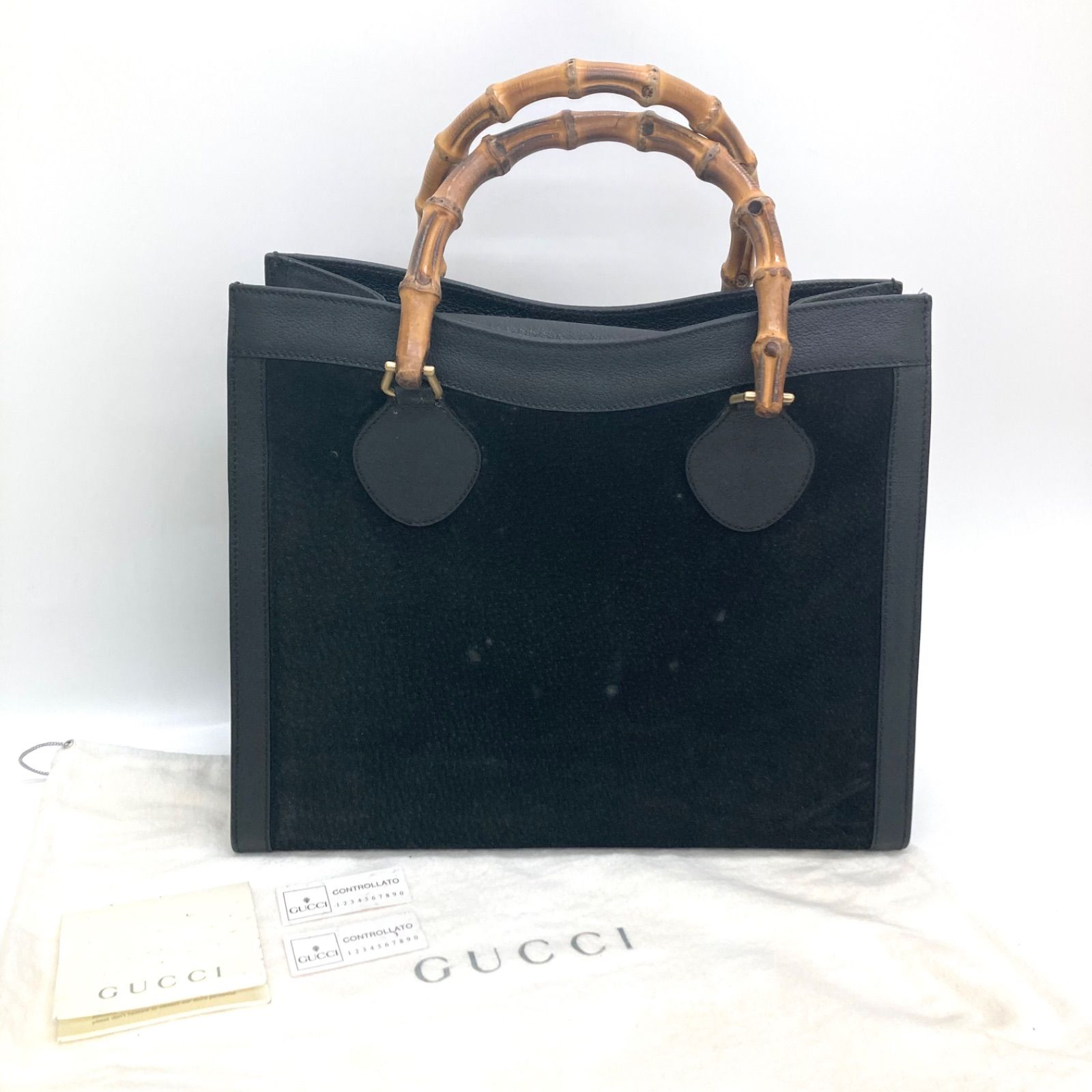 ◆GUCCI◆グッチトートバッグスエードバンブーブラックジャンク品