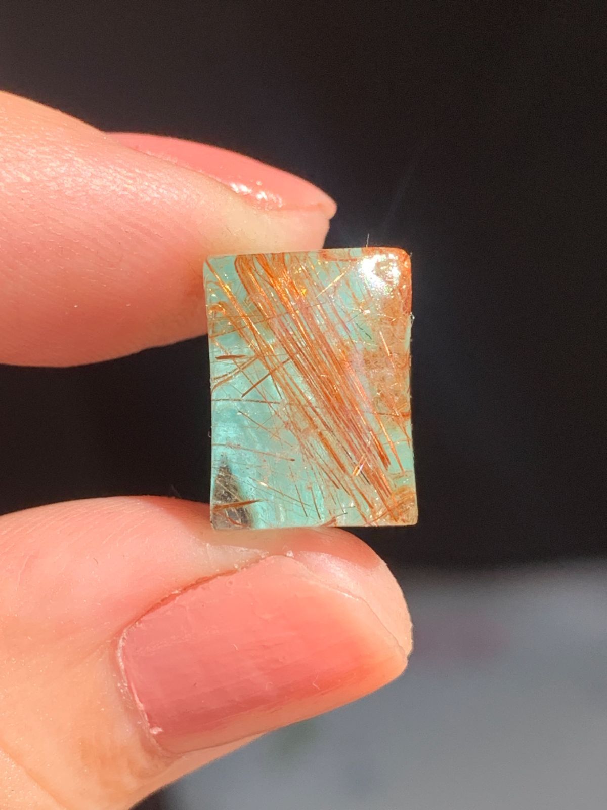 ピンクオパール×ルチルクォーツ ダブレット ストーン リング シルバー