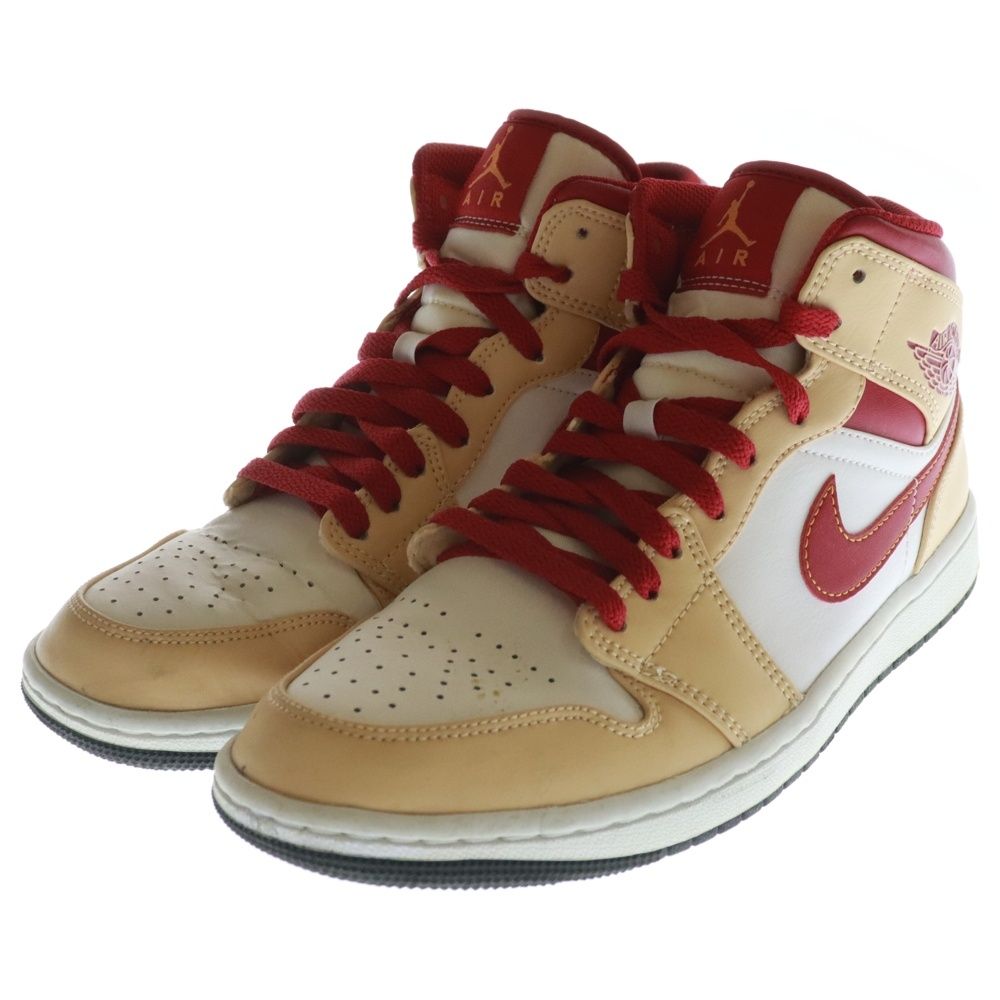 ナイキ エアジョーダン1 ミッド \"ベージュ/カーディナルレッド\" 25㎝ Nike Air Jordan 1 Mid 