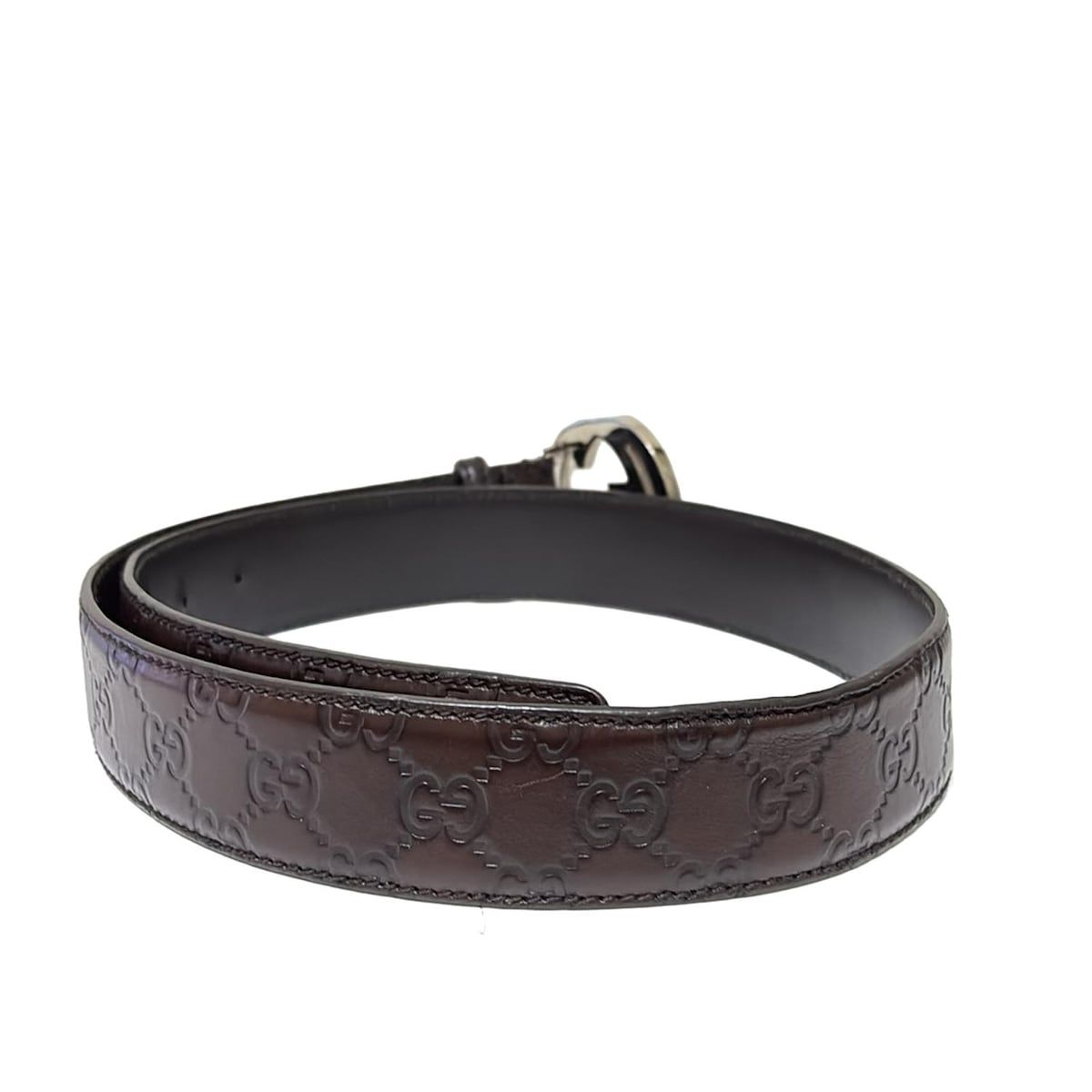 美品　グッチ　ベルト GUCCI(グッチ) ベルト 90-36 - 114984 ダークブラウン×シルバー
