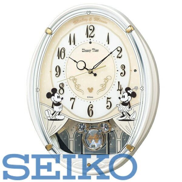 【送料無料】セイコー クロック 掛け時計 ミッキーマウス ミニーマウス 電波 アナログ 6曲 メロディ ミッキーu0026フレンズ Disney Time ディズニータイム 白 パール FW579W SEIKO