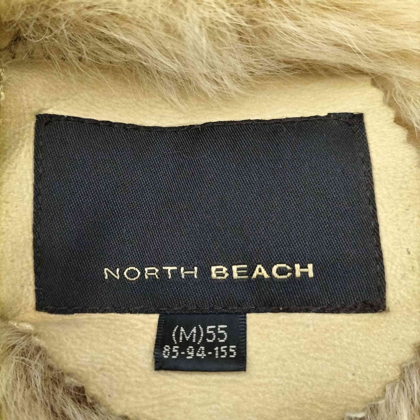 ME5689□NORTH BEACH*本革/リアルレザー*本毛皮/リアルファー*フード付き*リアルムートン コート/ロングコート*グレー*sizeM｜ファッション