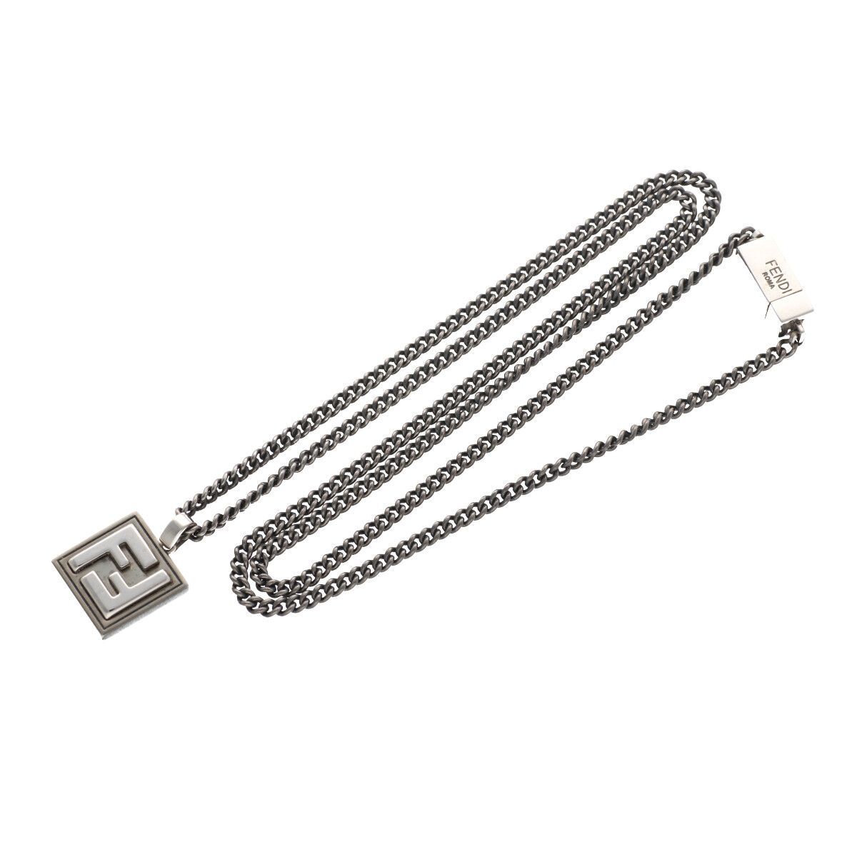 FENDI フェンディ クラスプ カーブ ネックレス シルバー 金属