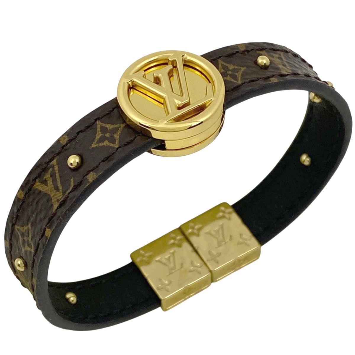 ルイ ヴィトン Louis Vuitton ブラスレ LVサークル リバーシブル スタッズ バングル ブレスレット モノグラム ブラウン レディース