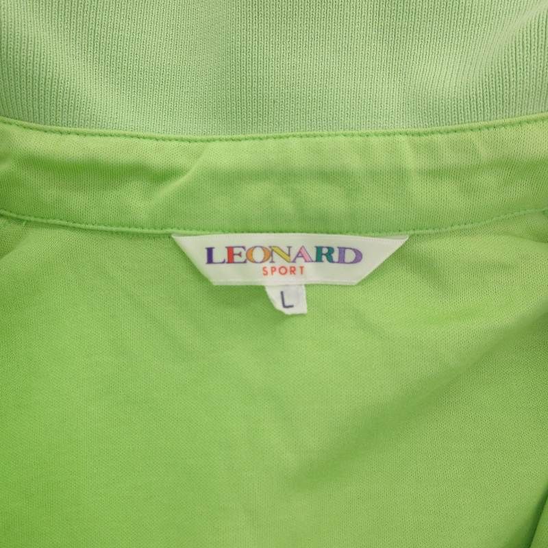 LEONARD ポロシャツ　花柄　フルーツ　トリム　ロゴボタン　サイズ40 良品 LEONARD SPORT レオナール ポロシャツ 総柄 本 ブック 花柄