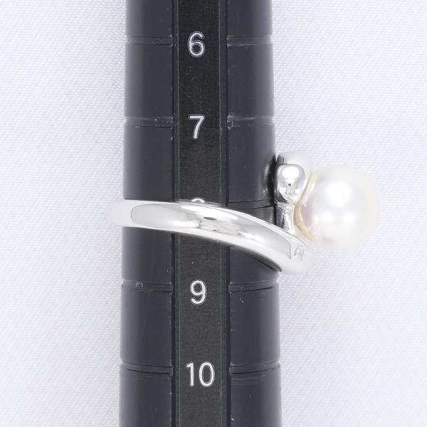 K18WG リング 指輪 8号 パール 約8.5mm ダイヤ 0.05 総重量約6.5g 