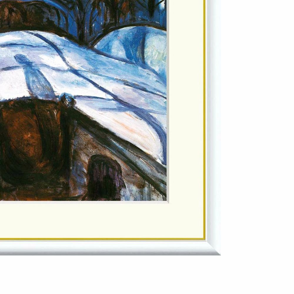 ムンク 「星月夜」 F8号（額外寸61x50cm） 高精彩工芸画＋手彩入り 額