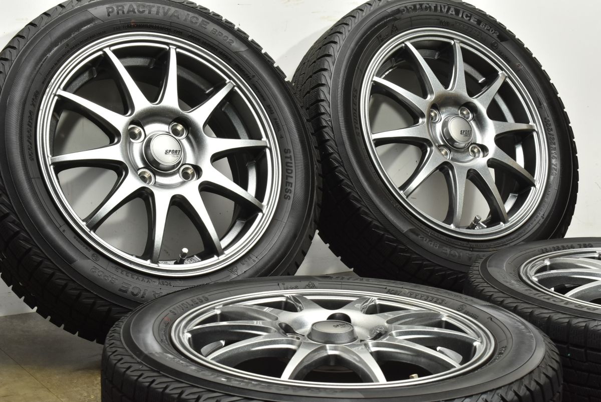 バリ溝 スタッドレス SPORT ABELIA 14in 4.5J 45 PCD100 プラクティバアイス BP02 155 65R14 N-BOX ワゴンR アルト タント ムーブ