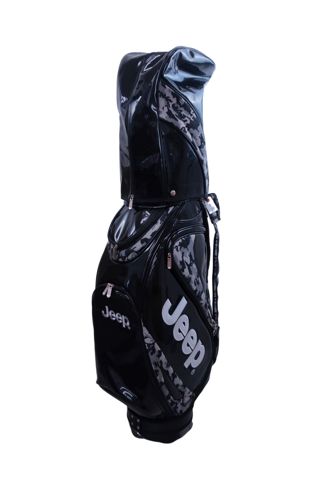 美品】Jeep(ジープ) 限定キャディバッグ 黒カモフラ柄 8口 ゴルフ用品