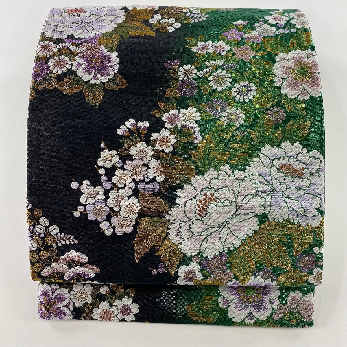 袋帯 美品 秀品 牡丹 草花 箔 緑 六通 正絹 【中古】 - メルカリ