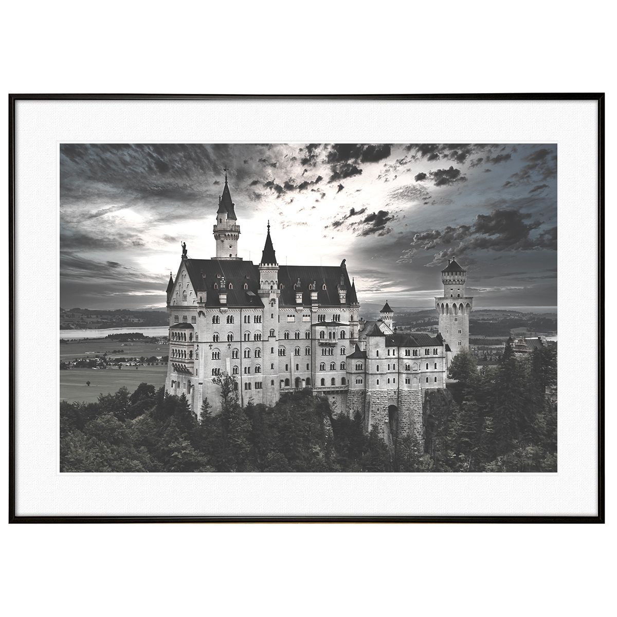 ドイツ写真 夕暮れのノイシュヴァンシュタイン城 インテリア