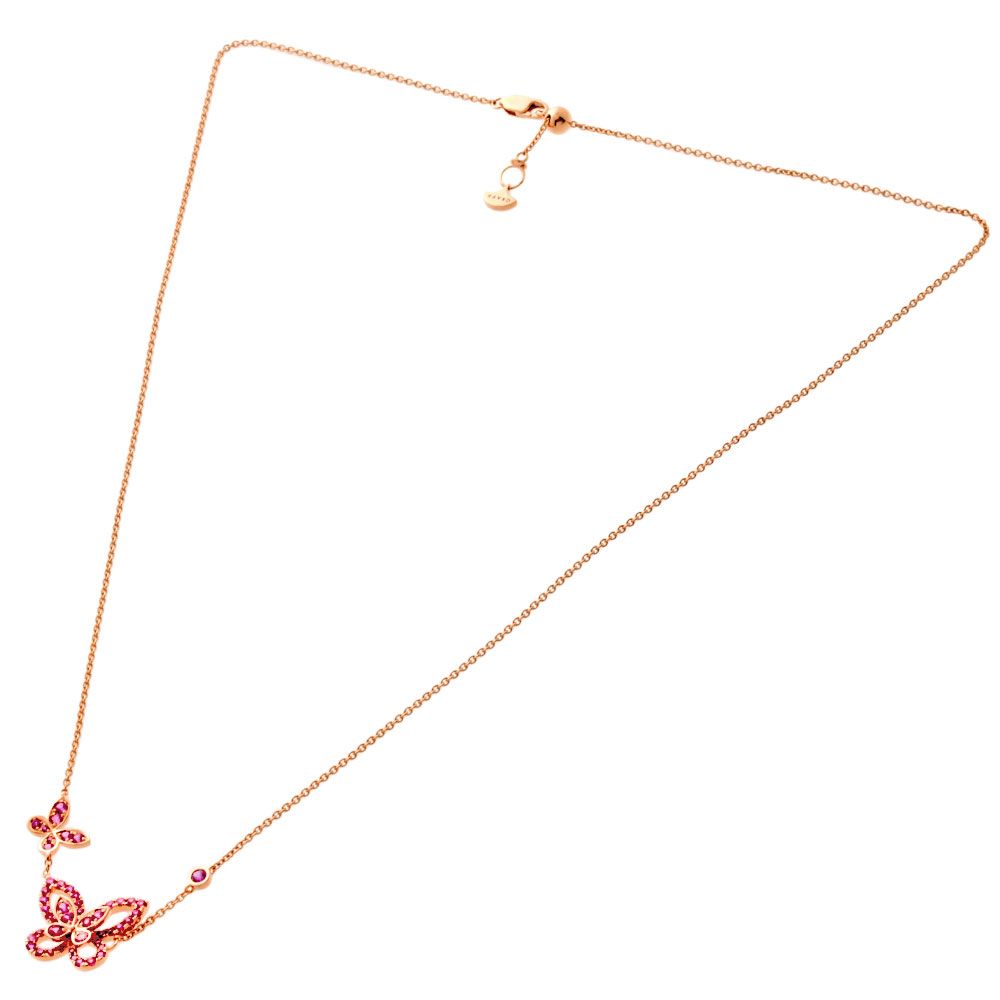 グラフ GRAFF ダブル バタフライ シルエット ネックレス ピンク