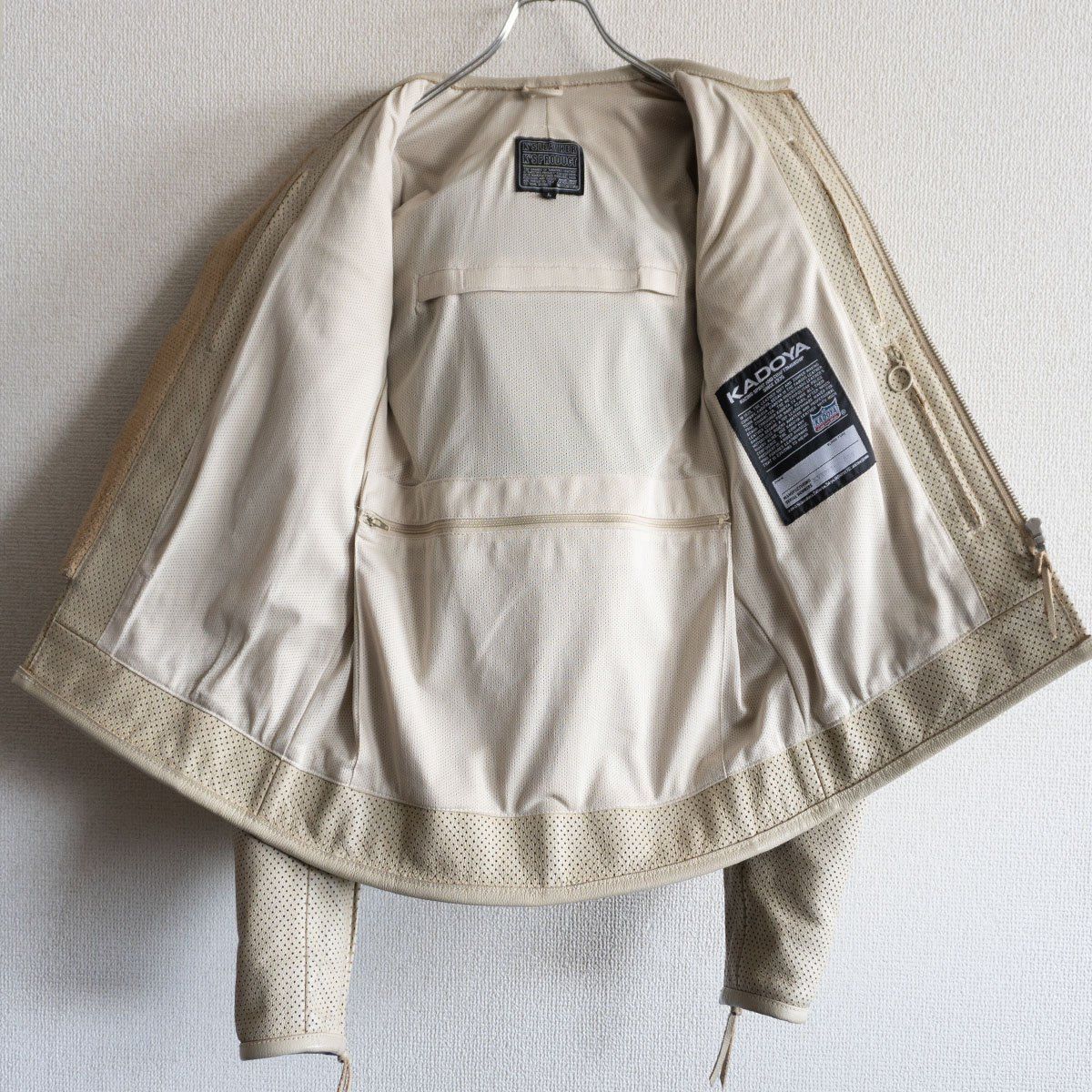 美品】KADOYA【パンチング シングルライダースジャケット】 L
