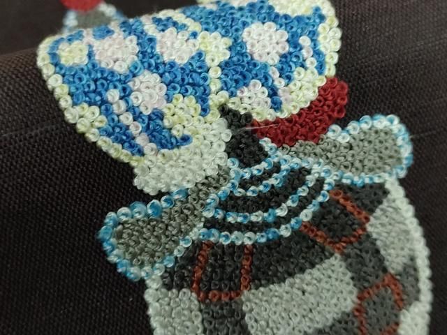 平和屋本店□極上 中国三大刺繍 総相良刺繍 総刺繍 太鼓柄袋帯 紬地  