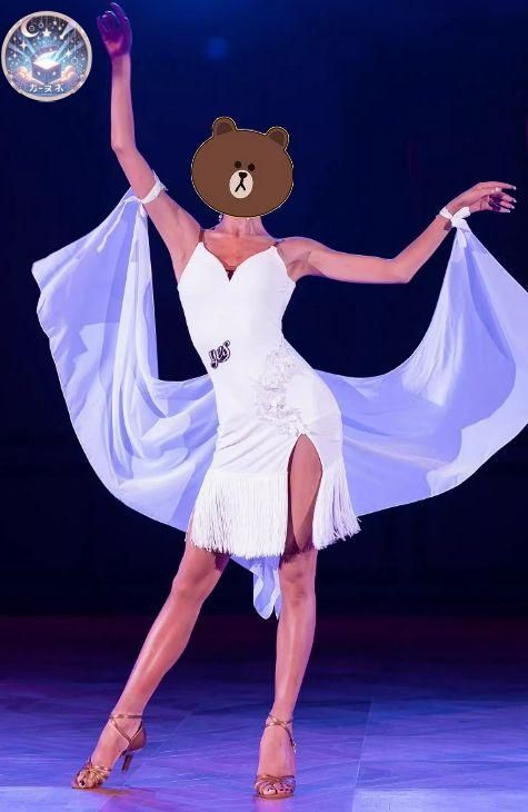 ♥ M 社交ダンス衣装 ラテンワンピースドレス ルンバ ホワイト