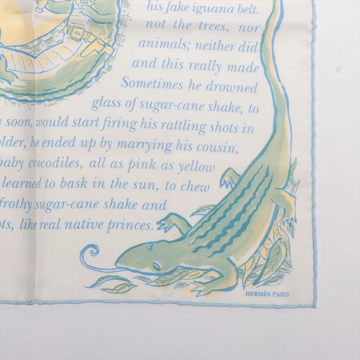 未使用 エルメス カレ CLOVIS LE CROCODILE クロコダイルのクロヴィス  