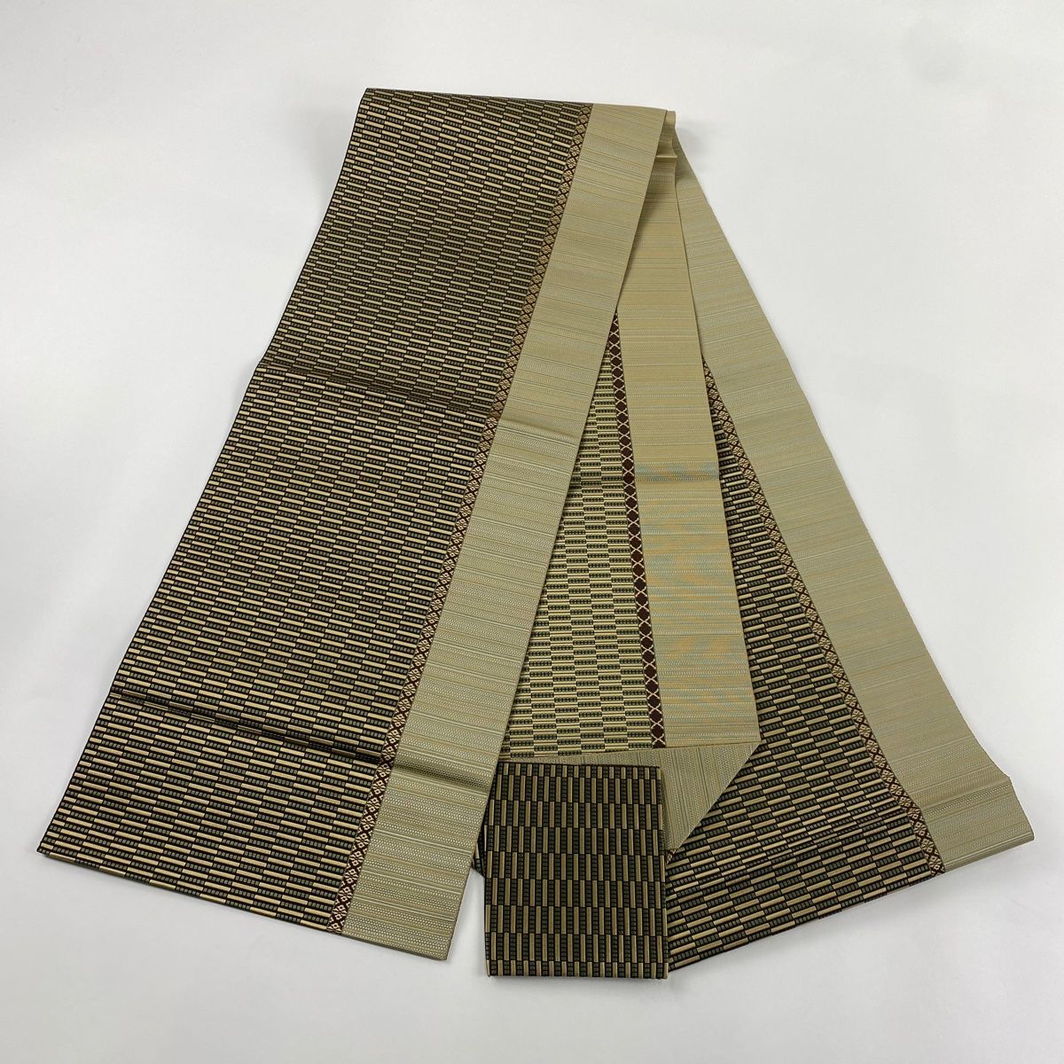 平和屋着物●爪掻き本綴れ　八寸名古屋帯　変わり間道　正絹　逸品　DAAX4940ps 平和屋着物○爪掻き本綴れ 八寸名古屋帯 変わり間道 正絹 逸品