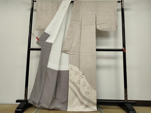 訪問着 身丈151cm 裄丈64cm M 袷 滝泰 落款 辻が花 霞 金彩 青灰色