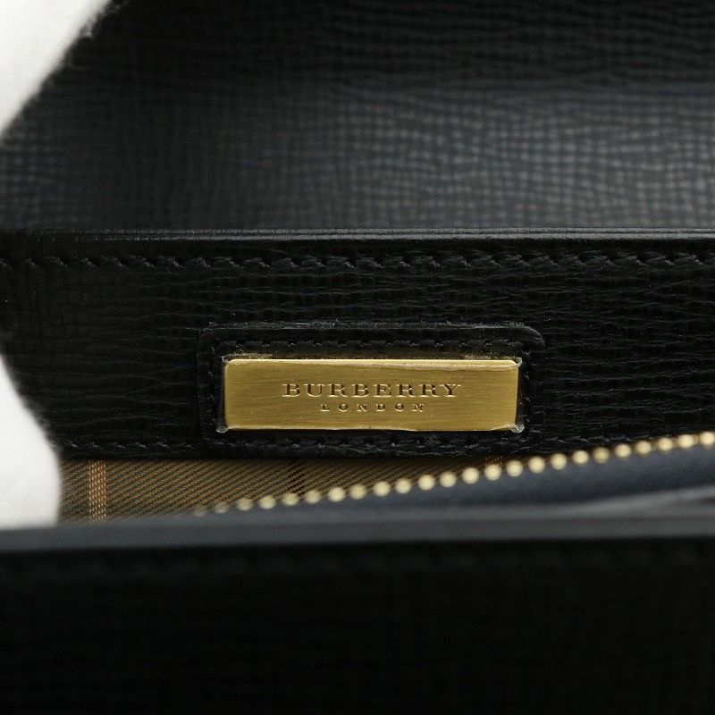 BURBERRY ブラックレザー クラッチバッグ BURBERRY BLACK LABEL
