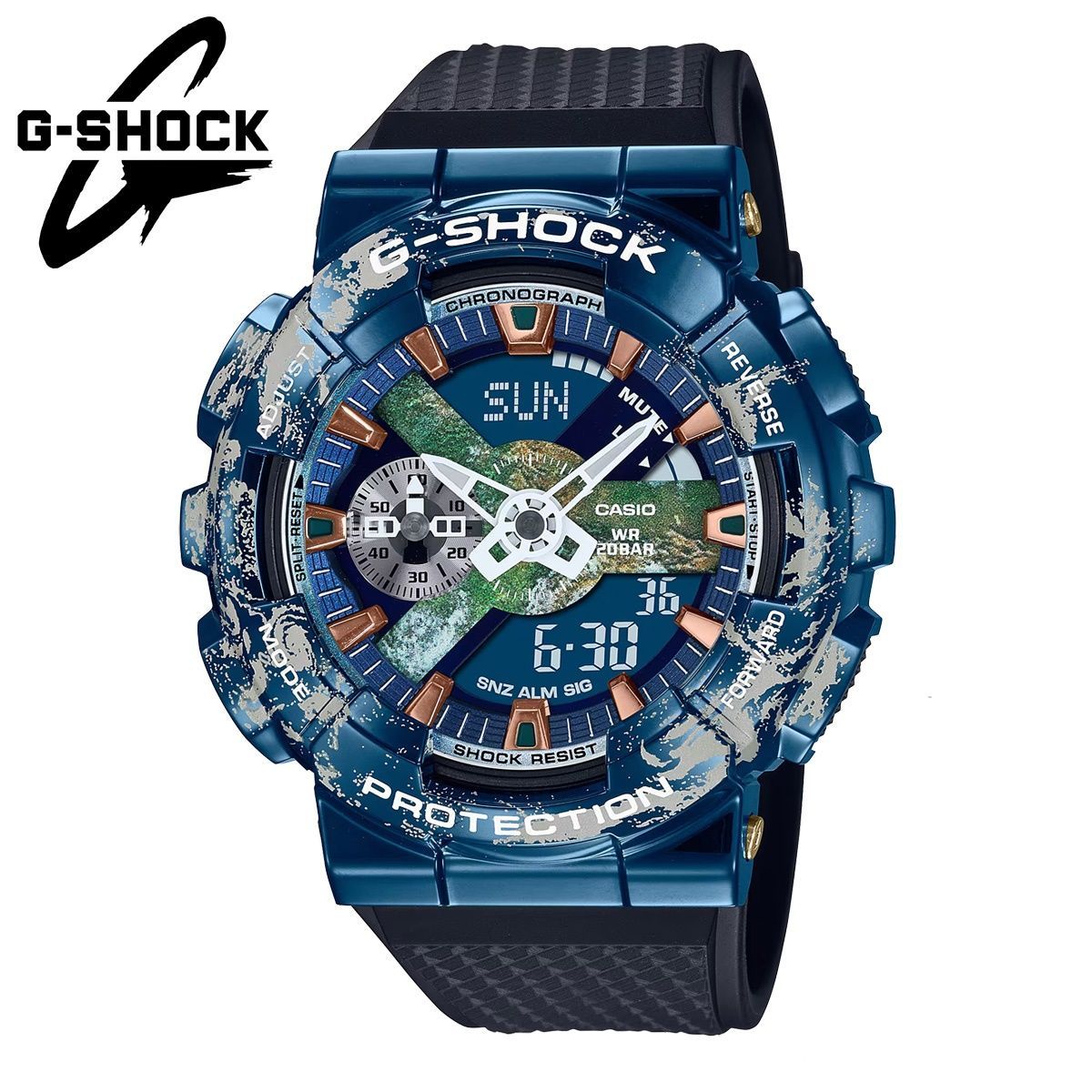 【限定品 地球モデル】G-SHOCK ジーショック CASIO カシオ GM-110EARTH-1A ステンレス メタルケース アナログ デジタル メンズ 男性 腕時計 時計