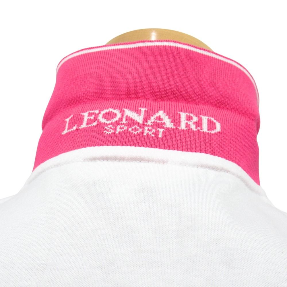 美品 LEONARD SPORT レオナールスポーツ ポロシャツ カットソー 半袖 ロゴ 刺繍 サイズ38 白 ホワイト レディース 古着 中古 美品 LEONARD SPORT レオナールスポーツ ポロシャツ カットソー