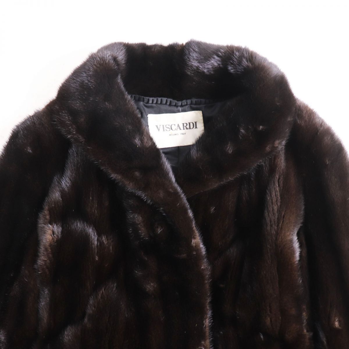 美品○VISCARDI ビスカルディ MINK ミンク 逆毛 裏地ロゴ 総柄 本毛皮 