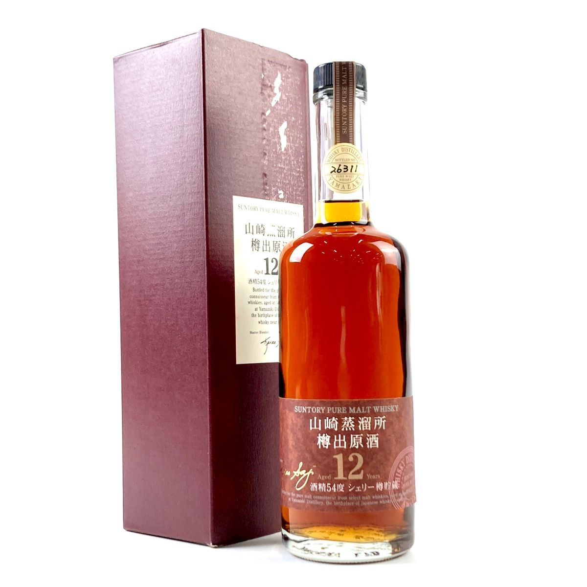 ◇未開栓 山崎蒸溜所 樽出原酒 12年 酒精54度 シェリー樽貯蔵 190ml 山崎蒸溜所 樽出原酒 12年貯蔵 酒精54度 シェリー樽貯蔵の買取