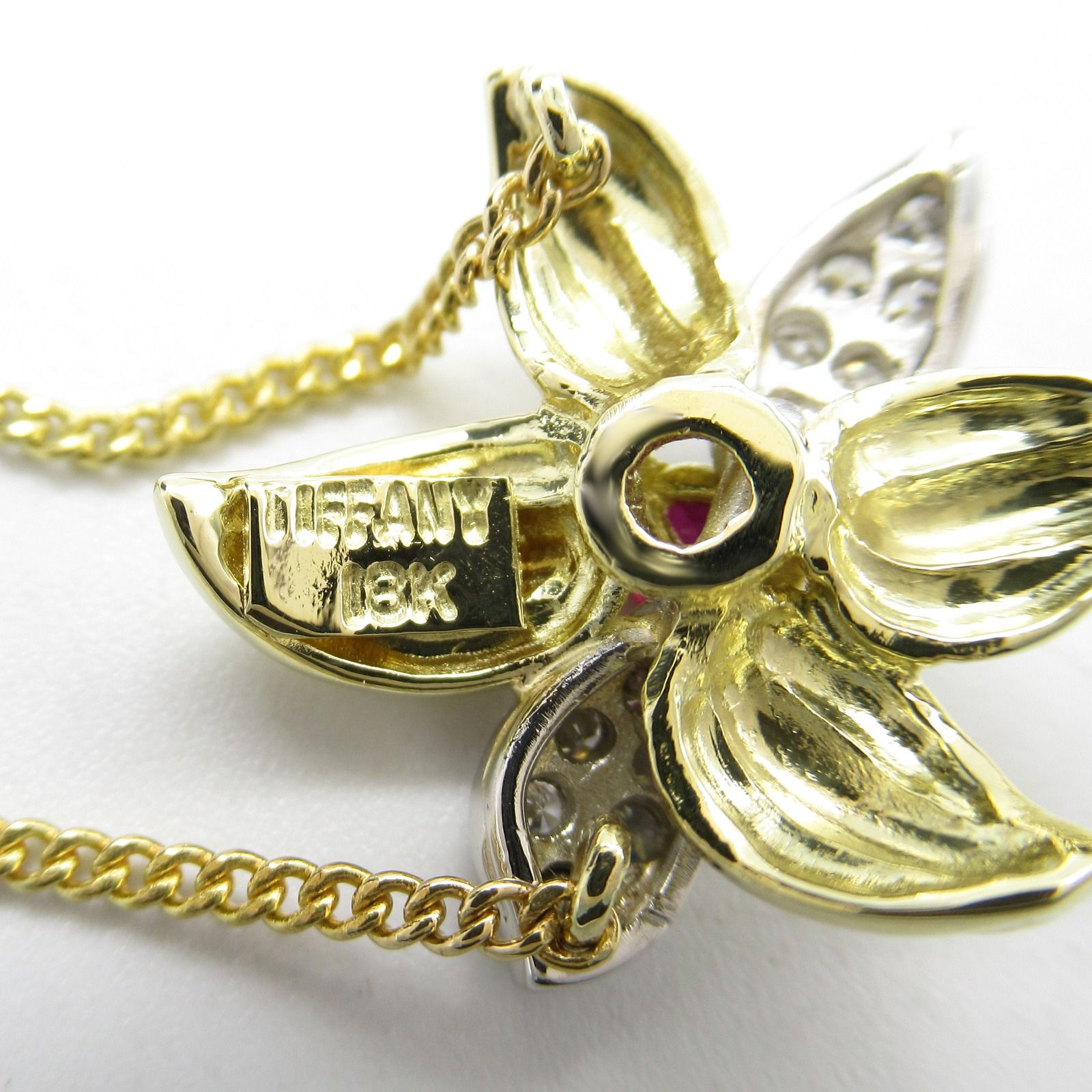 TIFFANY＆CO ティファニー フラワーモチーフ ルビー ダイヤ ネックレス  