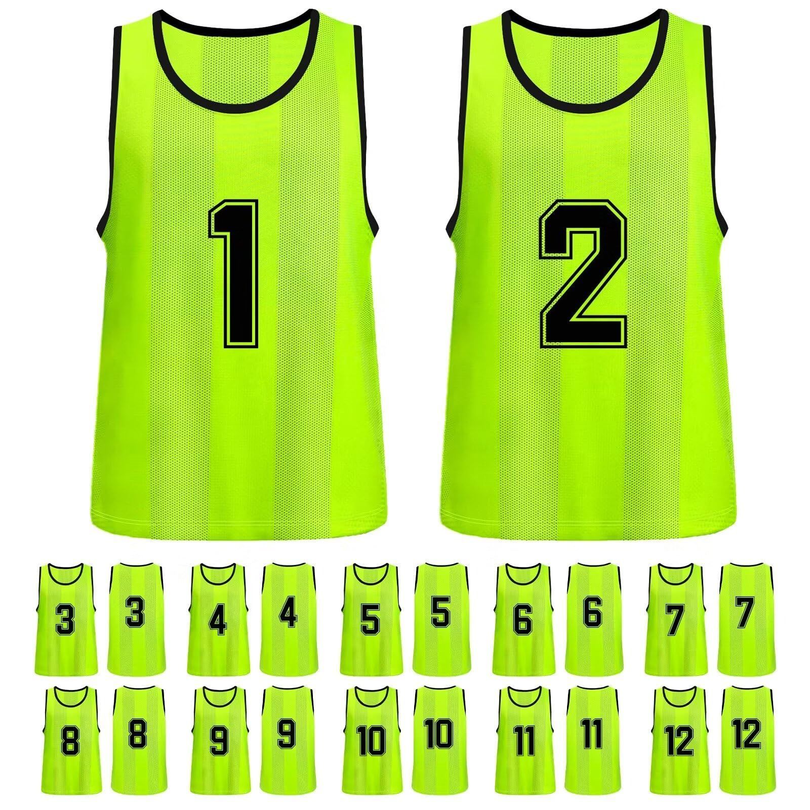 【新品】ビブス１２枚セット　大人サイズ　背番号１～１２　ブル－　商品のお得情報有 新品ビブス１２枚セット大人サイズ 背番号１～１2 イエロー ビブス