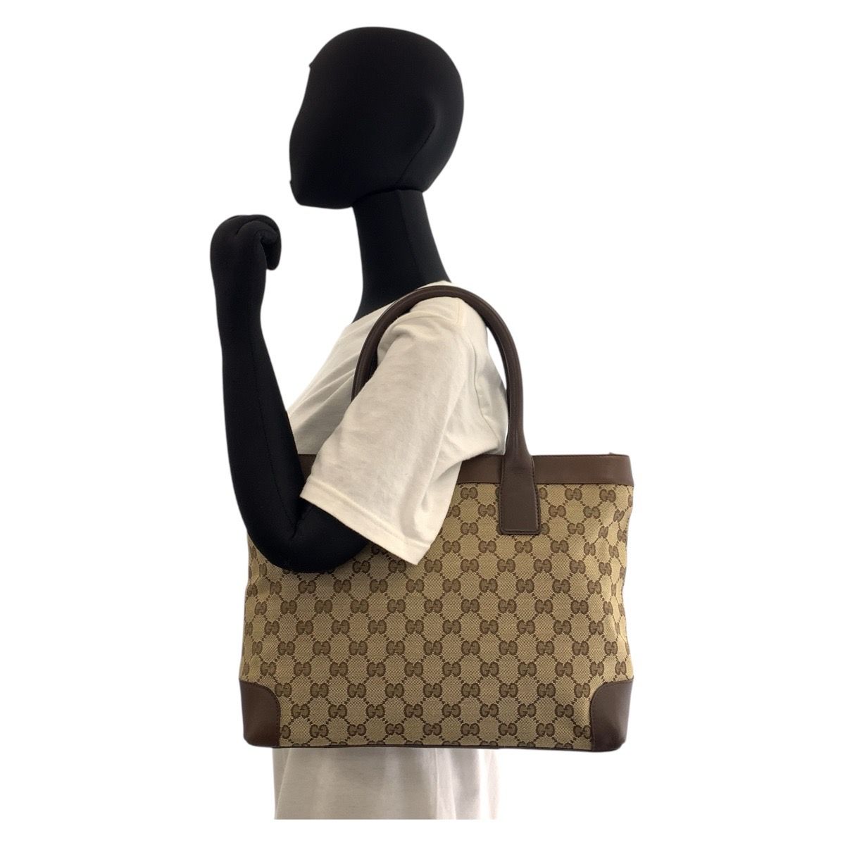 美品 GUCCI グッチ ベージュ ブラウン ゴールド金具 GGキャンバス  