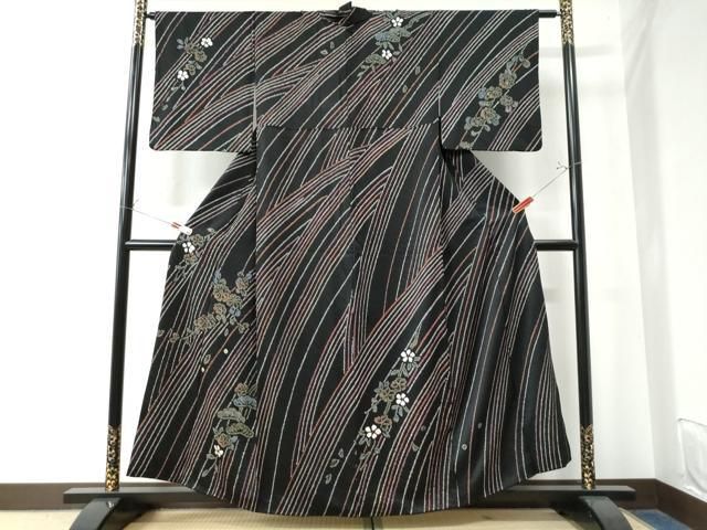 平和屋着物●訪問着　総絞り　花松文　黒地　正絹　逸品　CAAW8055yc 平和屋着物○訪問着 総絞り 花松文 黒地 正絹 逸品 CAAW8055yc 平和屋