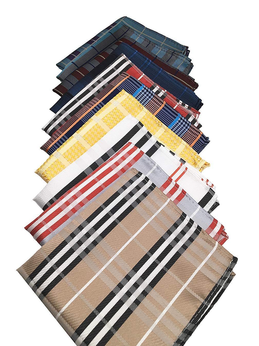 紳士 おしゃれ おしゃれ 結婚式 ハンカチ ストライプ チェック ペイズリー プレゼント メンズ シルク いろんな柄 10枚セット ポケットチーフ MENDENG