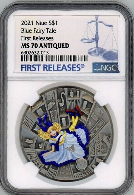 2021 Niue Alice in Wonderland BLUE FAIRY TALE 1oz Silver Coin NGC MS70 FR